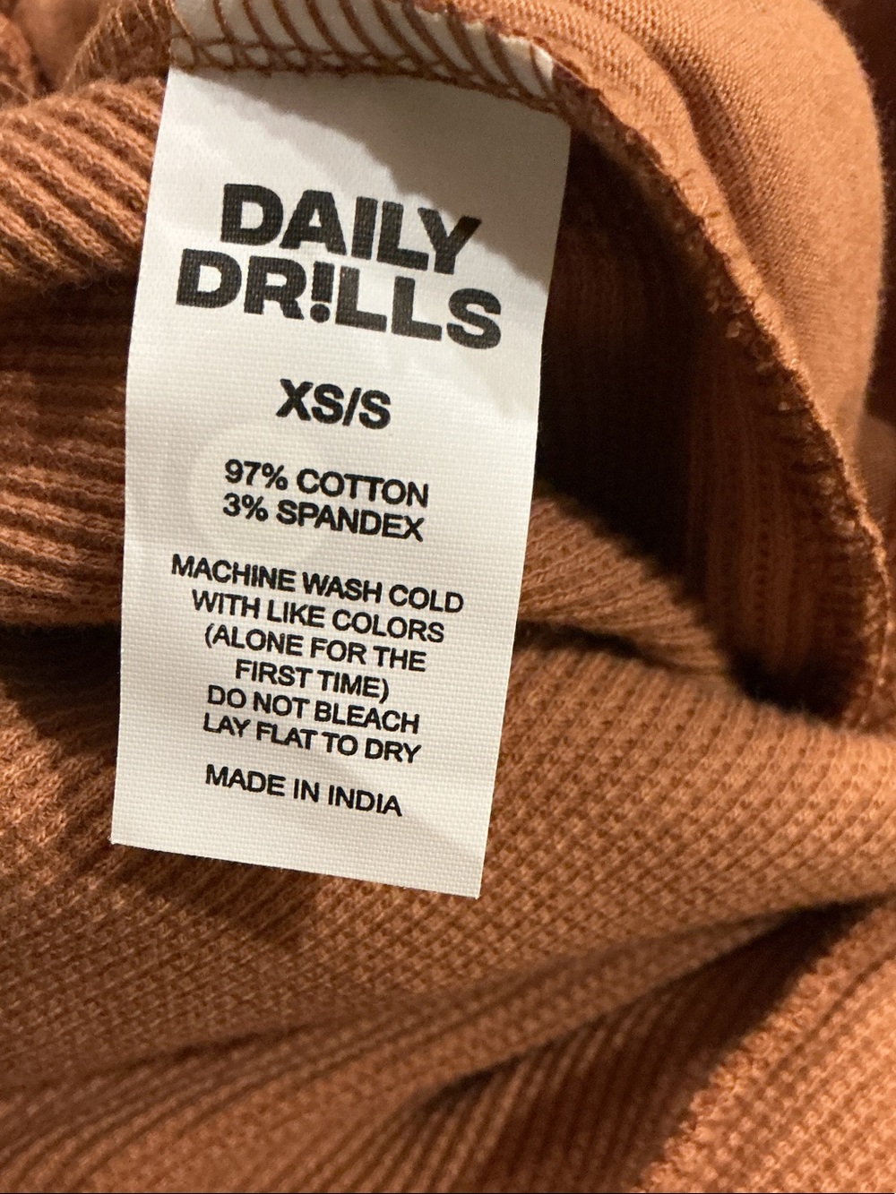 Daily Drills Ribbed Thermal Resort Shorts, Size XS/S. NWT. - Picture 3 of 3